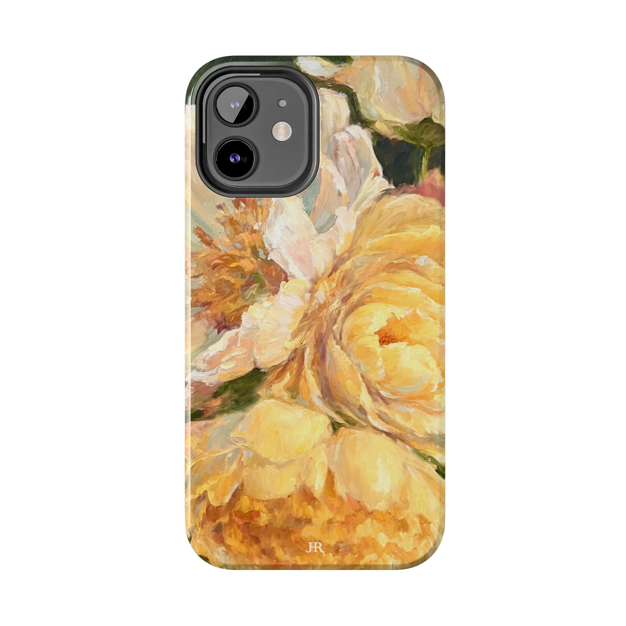 Phone case design with Yellow peony floral painting  