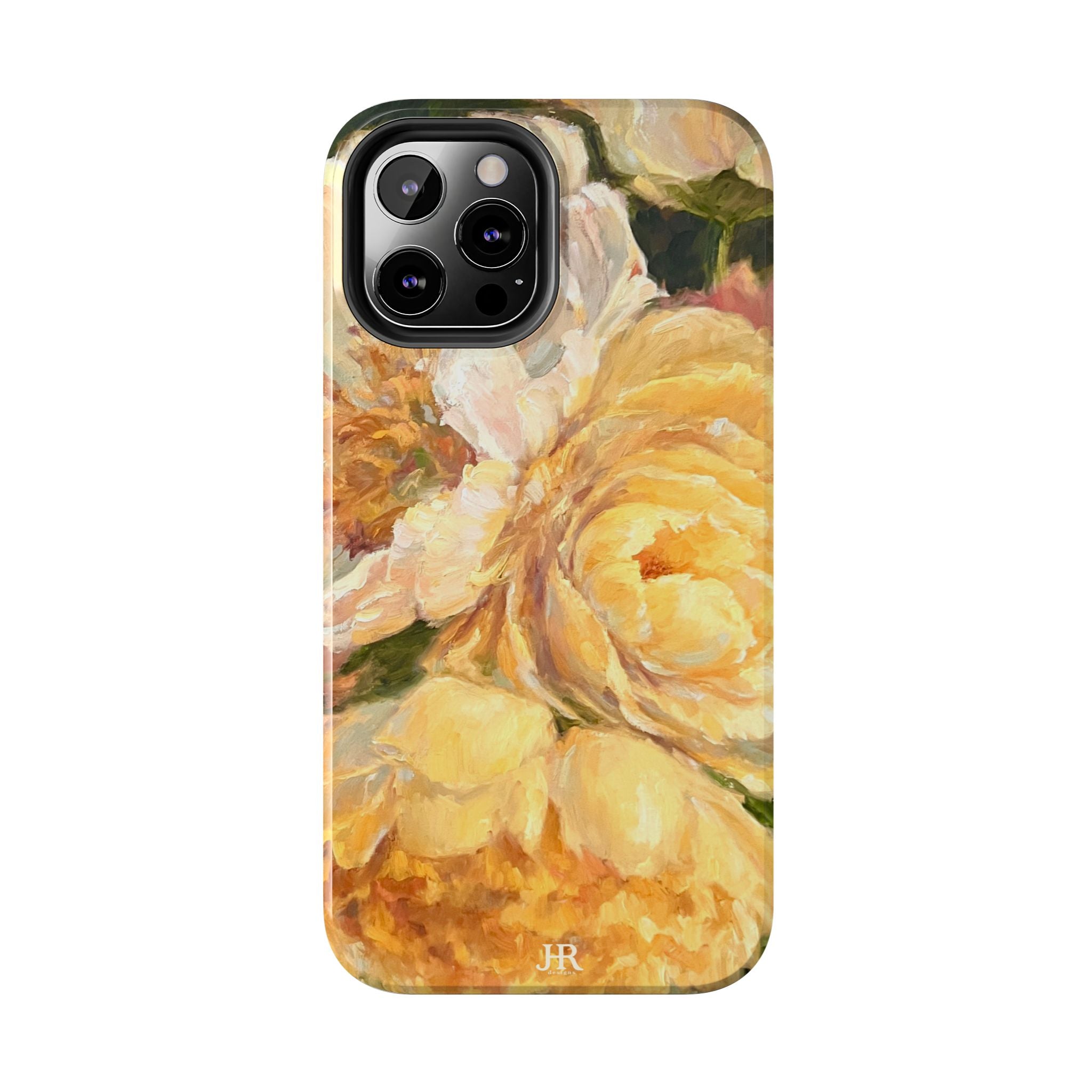 Phone case design with Yellow peony floral painting  