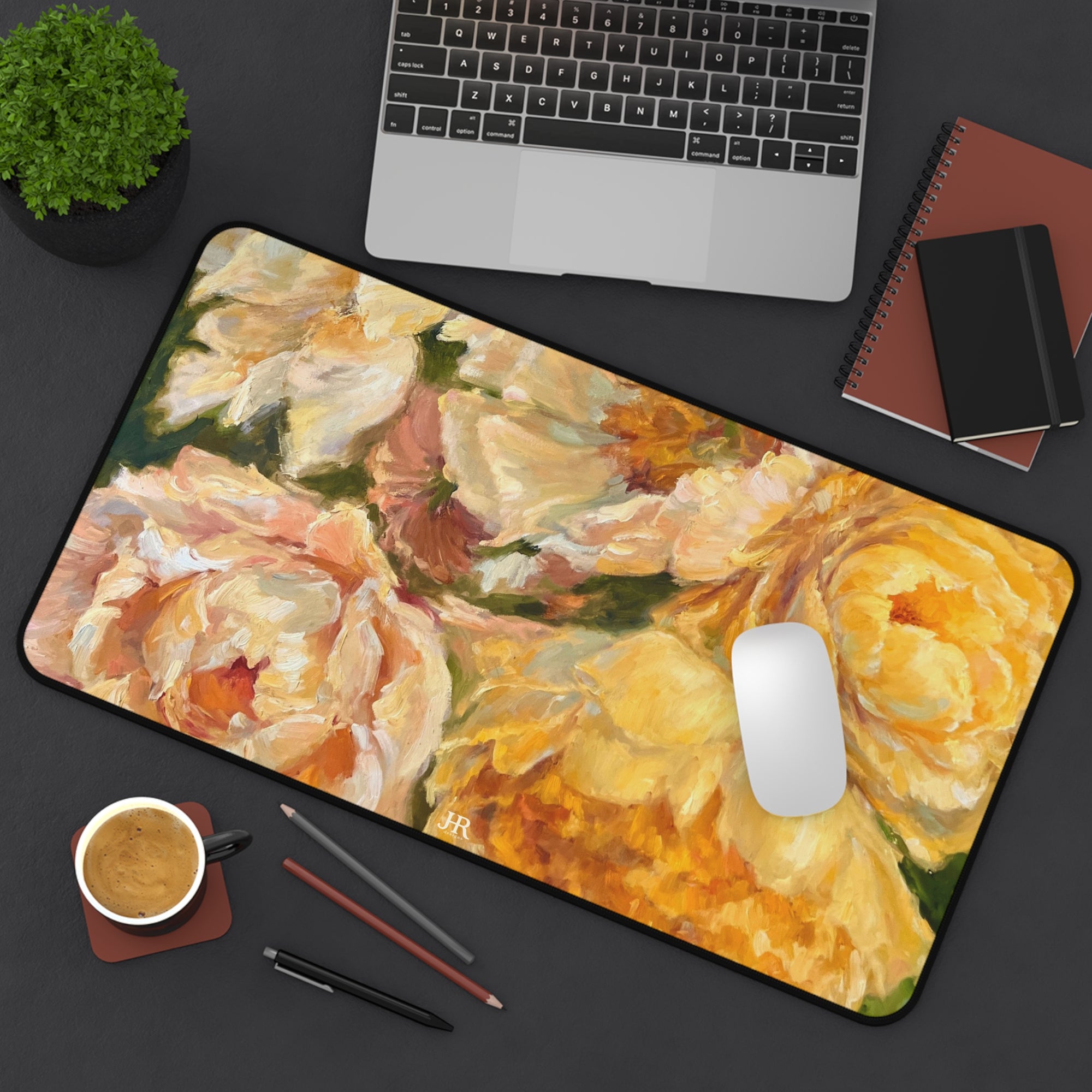Yellow Peony Desk Mat