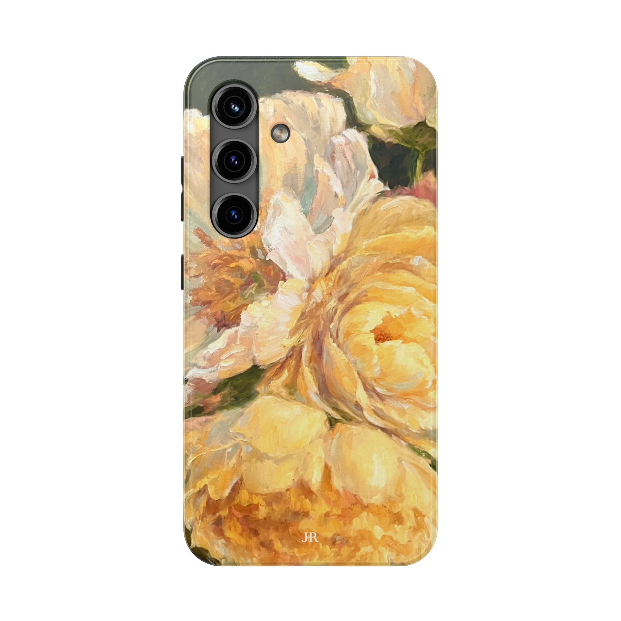 Phone case design by Jennifer Hansen Rolli with Yellow peony floral painting  
