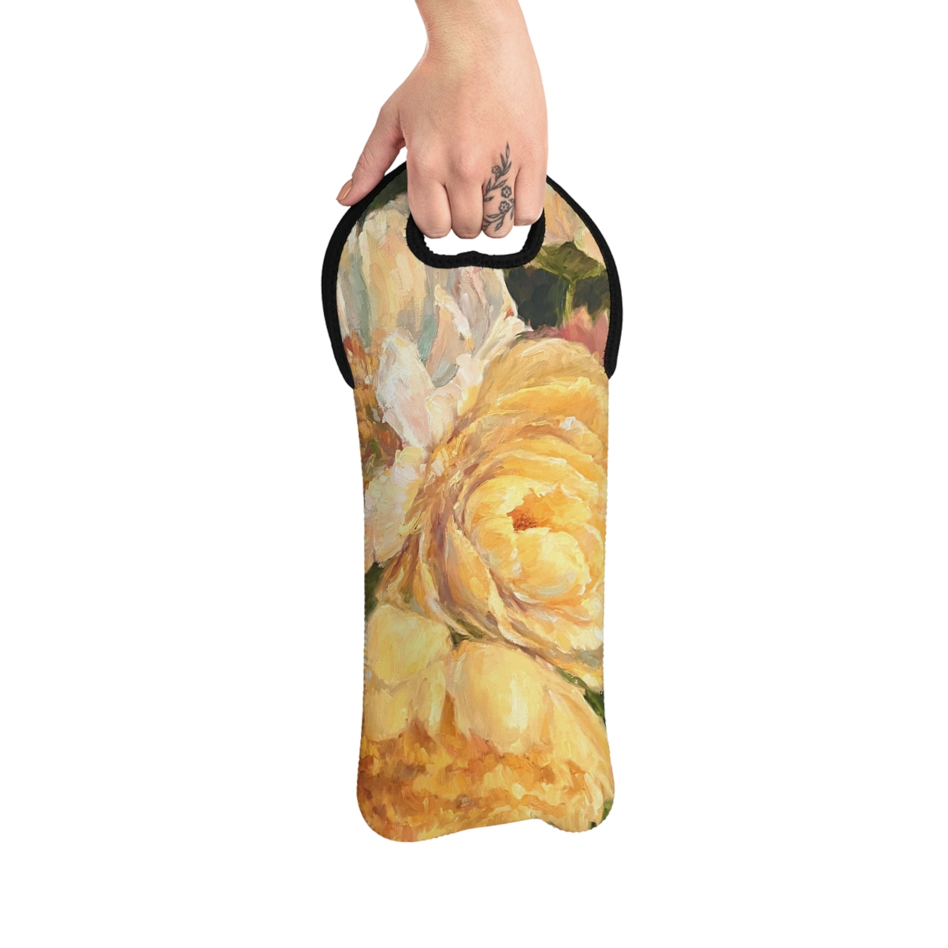 Yellow Peony Wine Tote Bag