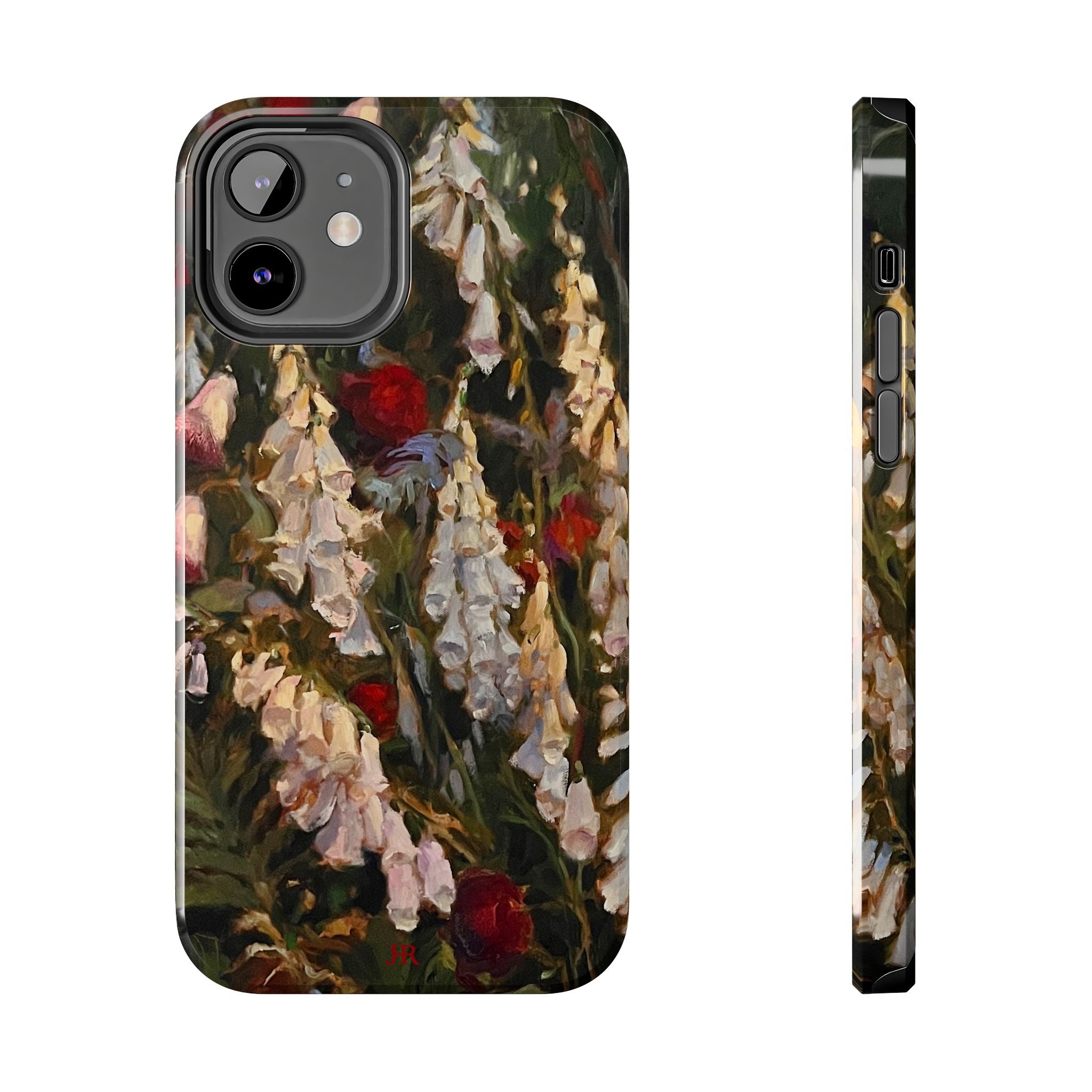 Phone case with painting of foxglove flowers by Jennifer Hansen Rolli