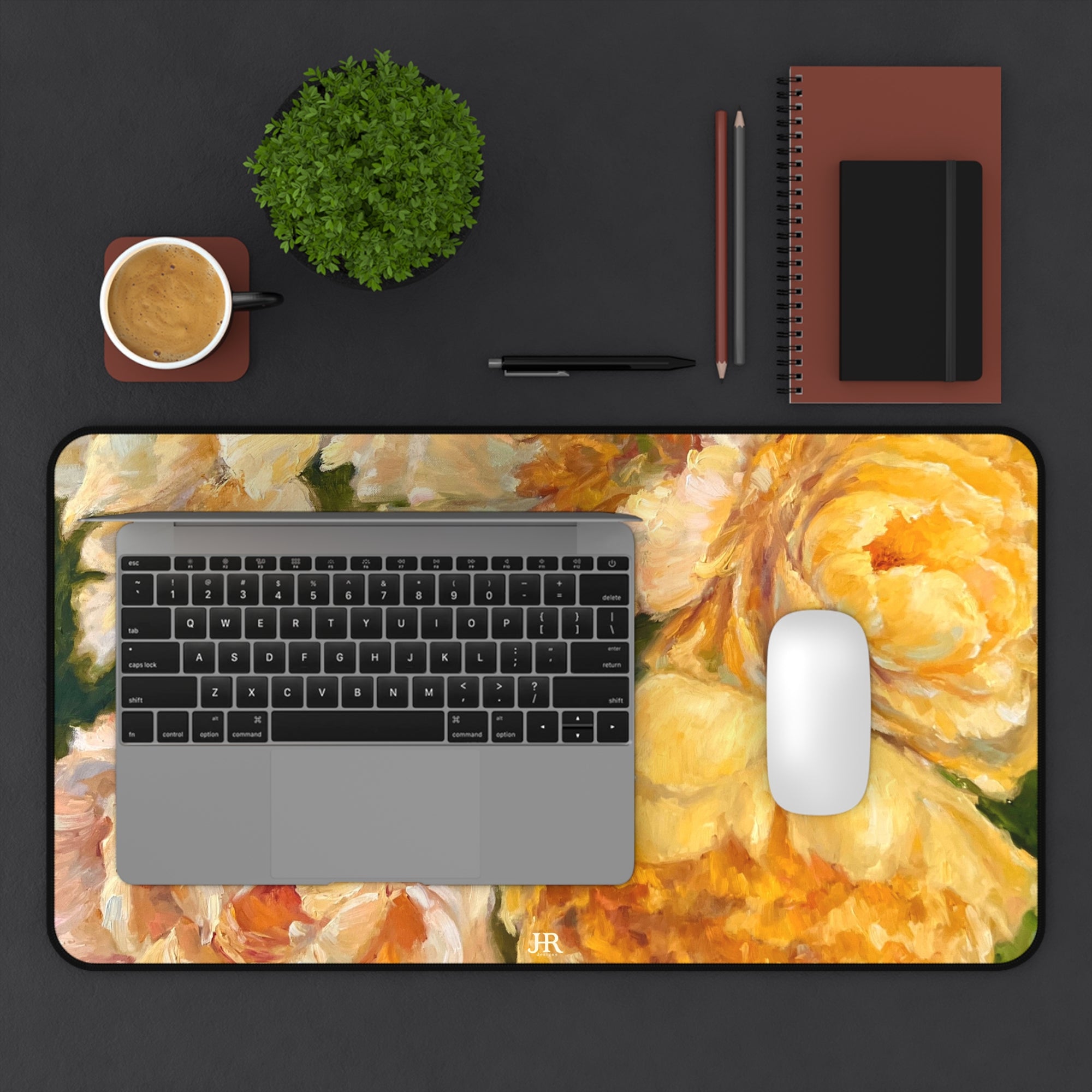 Yellow Peony Desk Mat