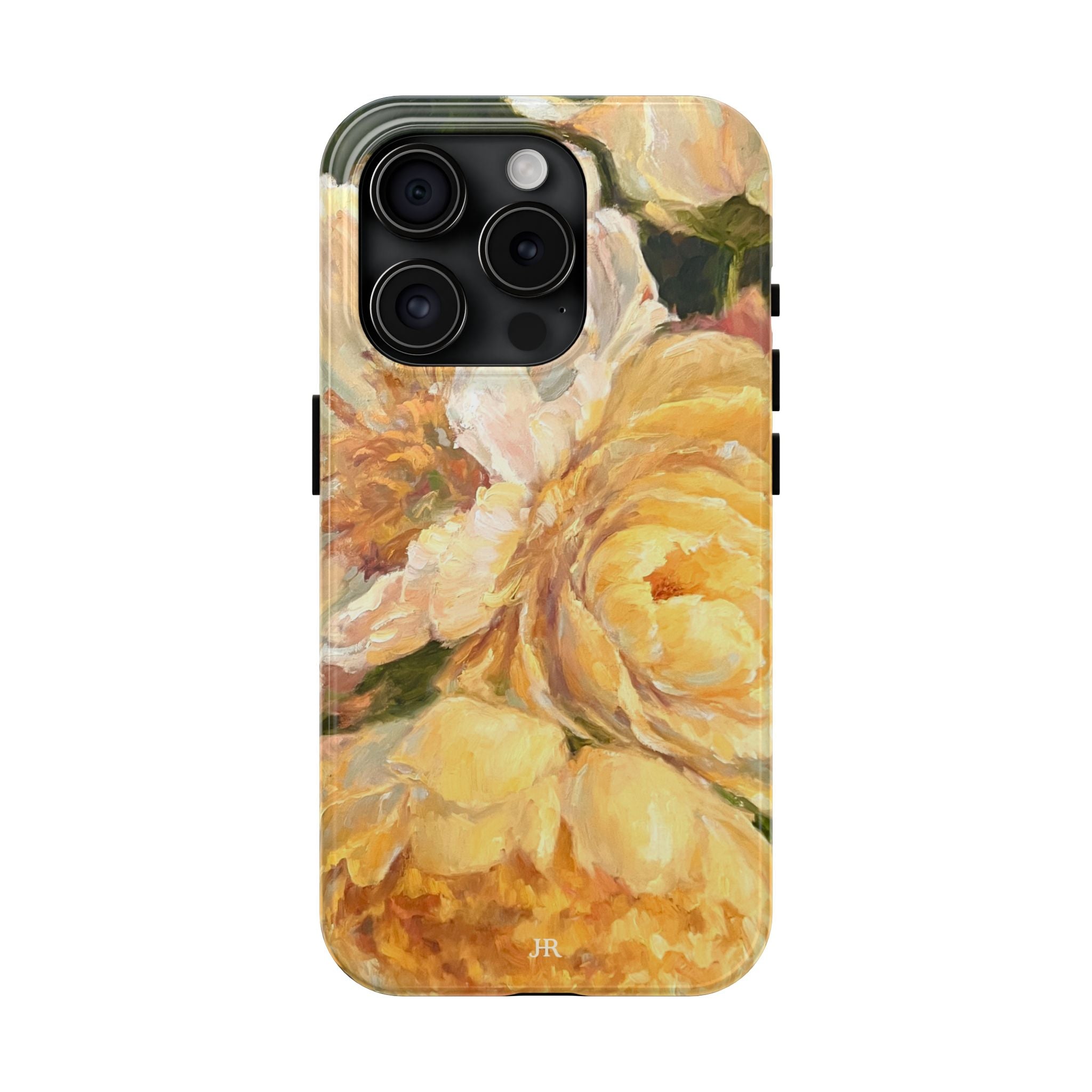 Phone case design by Jennifer Hansen Rolli with Yellow peony floral painting  