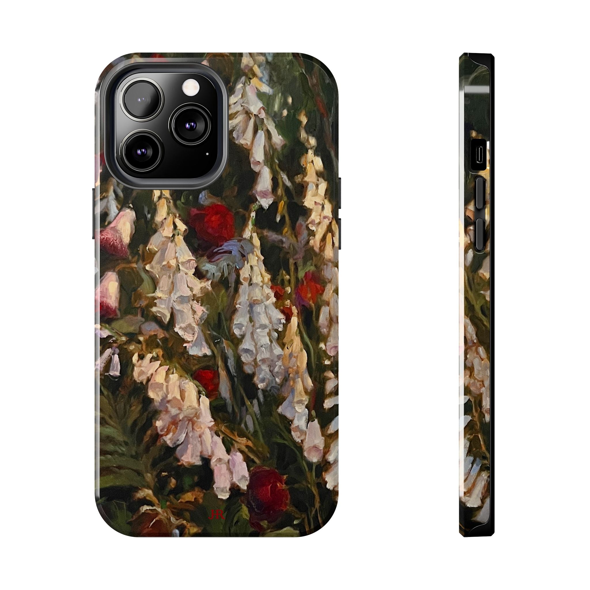 Phone case with painting of foxglove flowers by Jennifer Hansen Rolli
