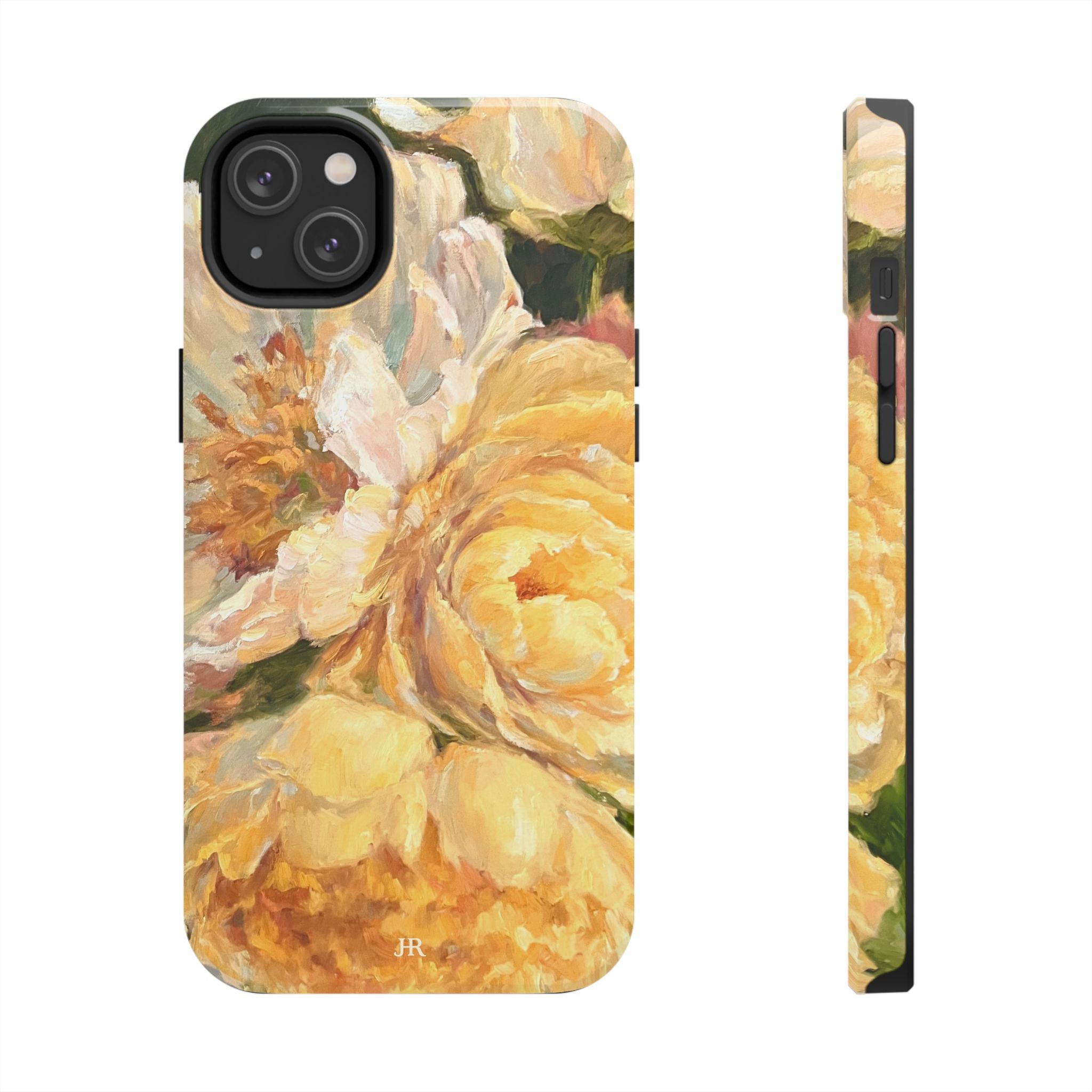Phone case design by Jennifer Hansen Rolli with Yellow peony floral painting  