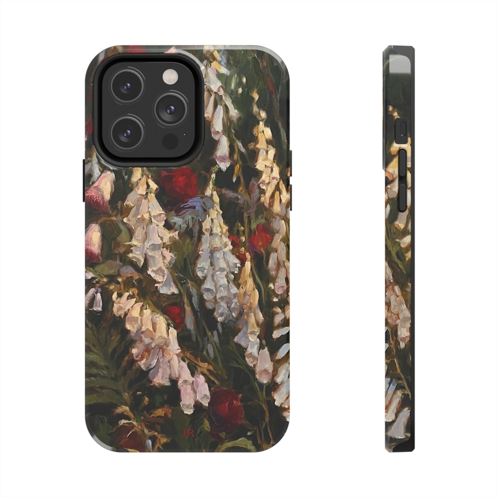 Phone case with painting of foxglove flowers by Jennifer Hansen Rolli
