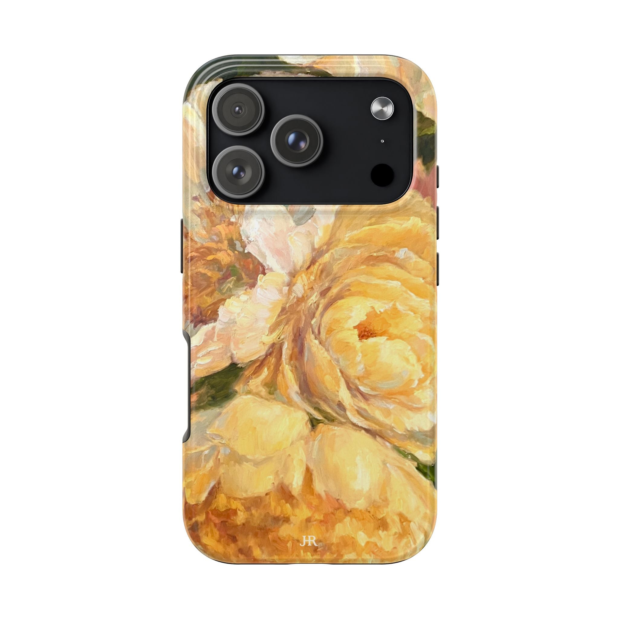 Phone case design with Yellow peony floral painting  