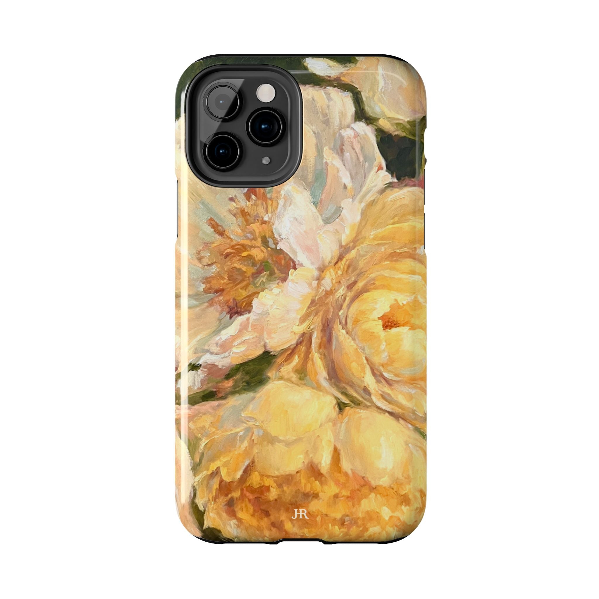 Phone case design with Yellow peony floral painting  