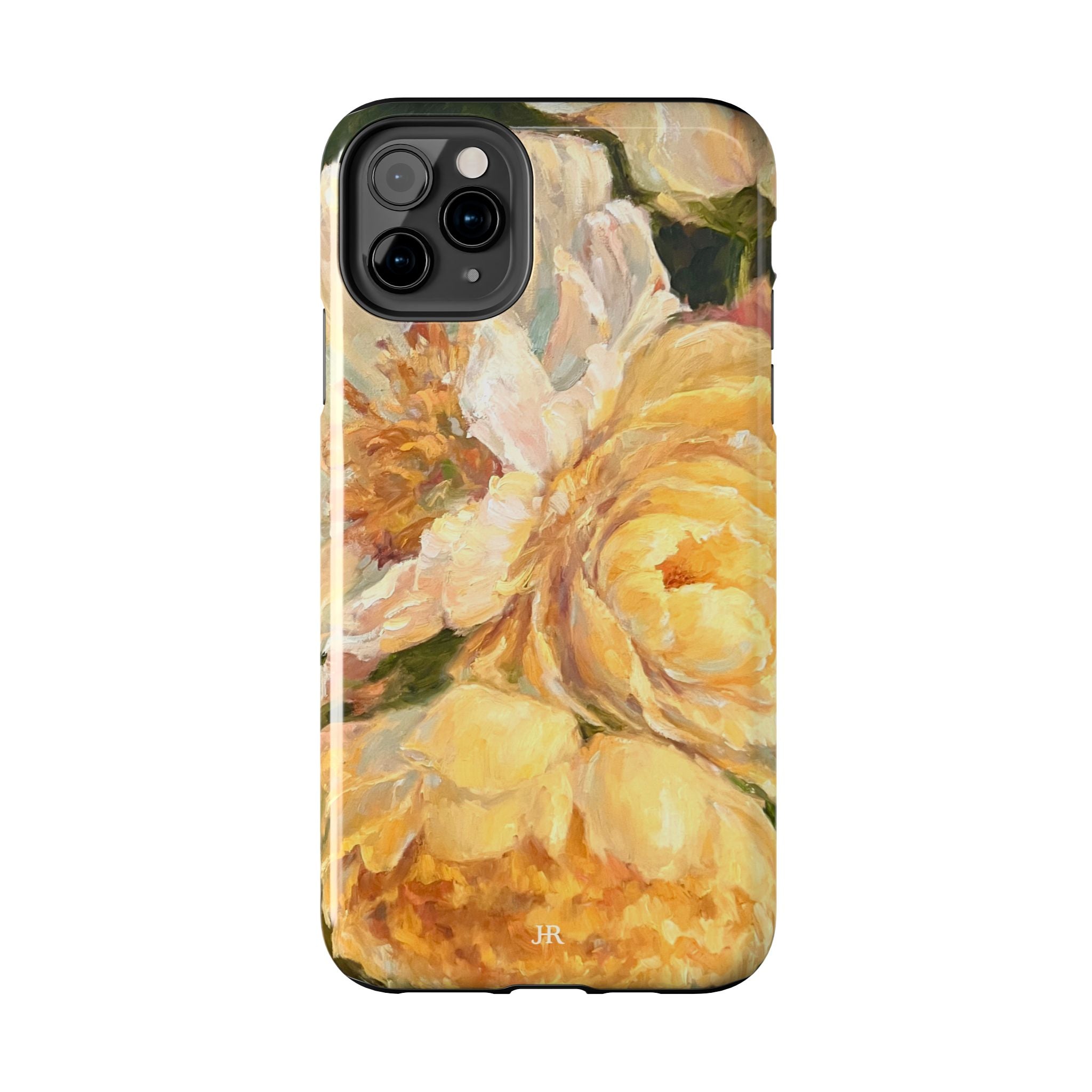 Phone case design with Yellow peony floral painting  
