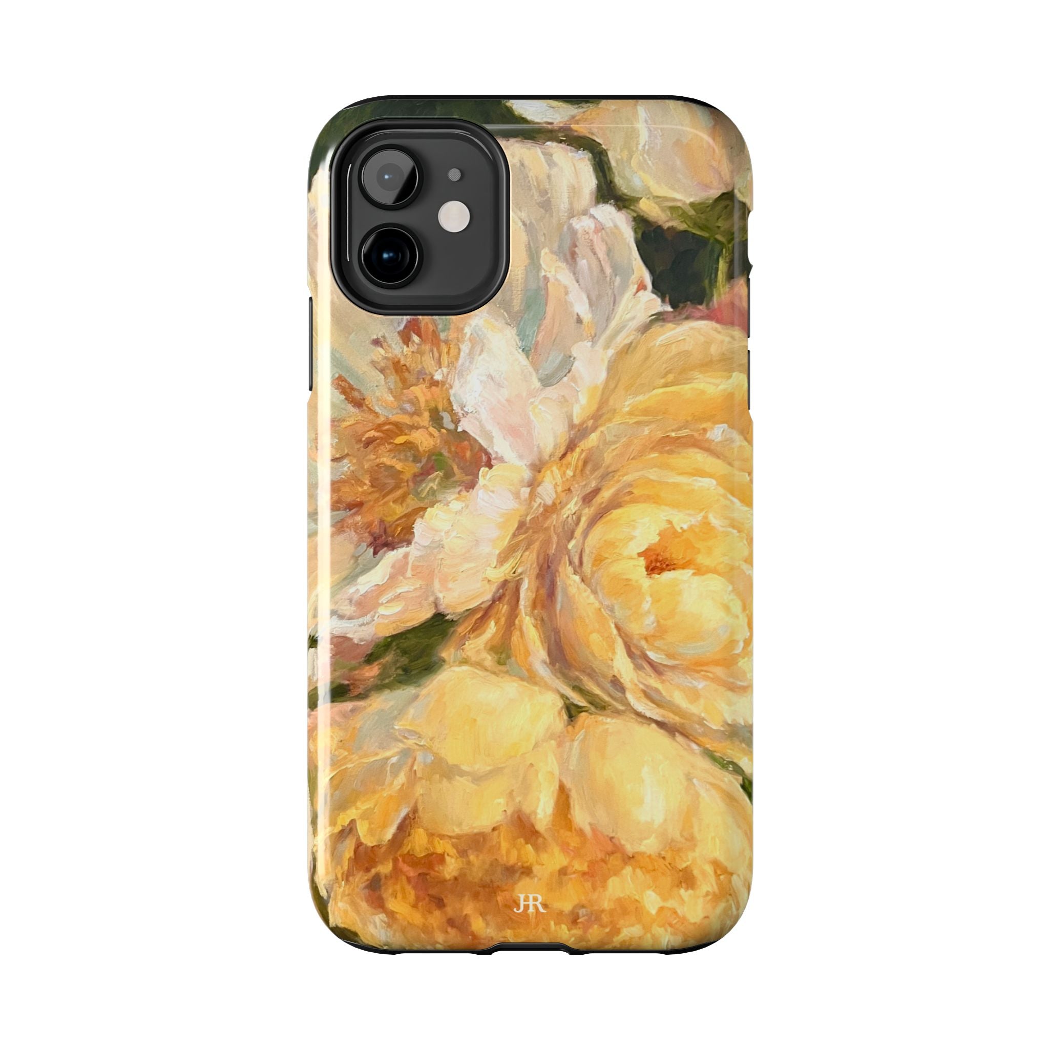 Phone case design with Yellow peony floral painting  