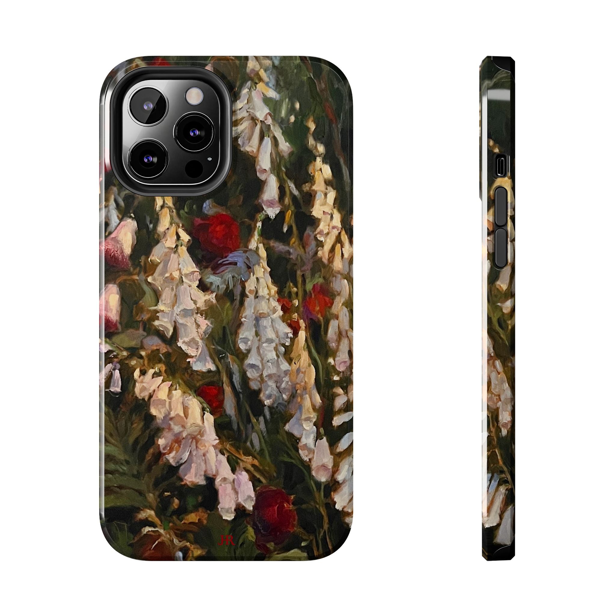 Phone case with painting of foxglove flowers by Jennifer Hansen Rolli