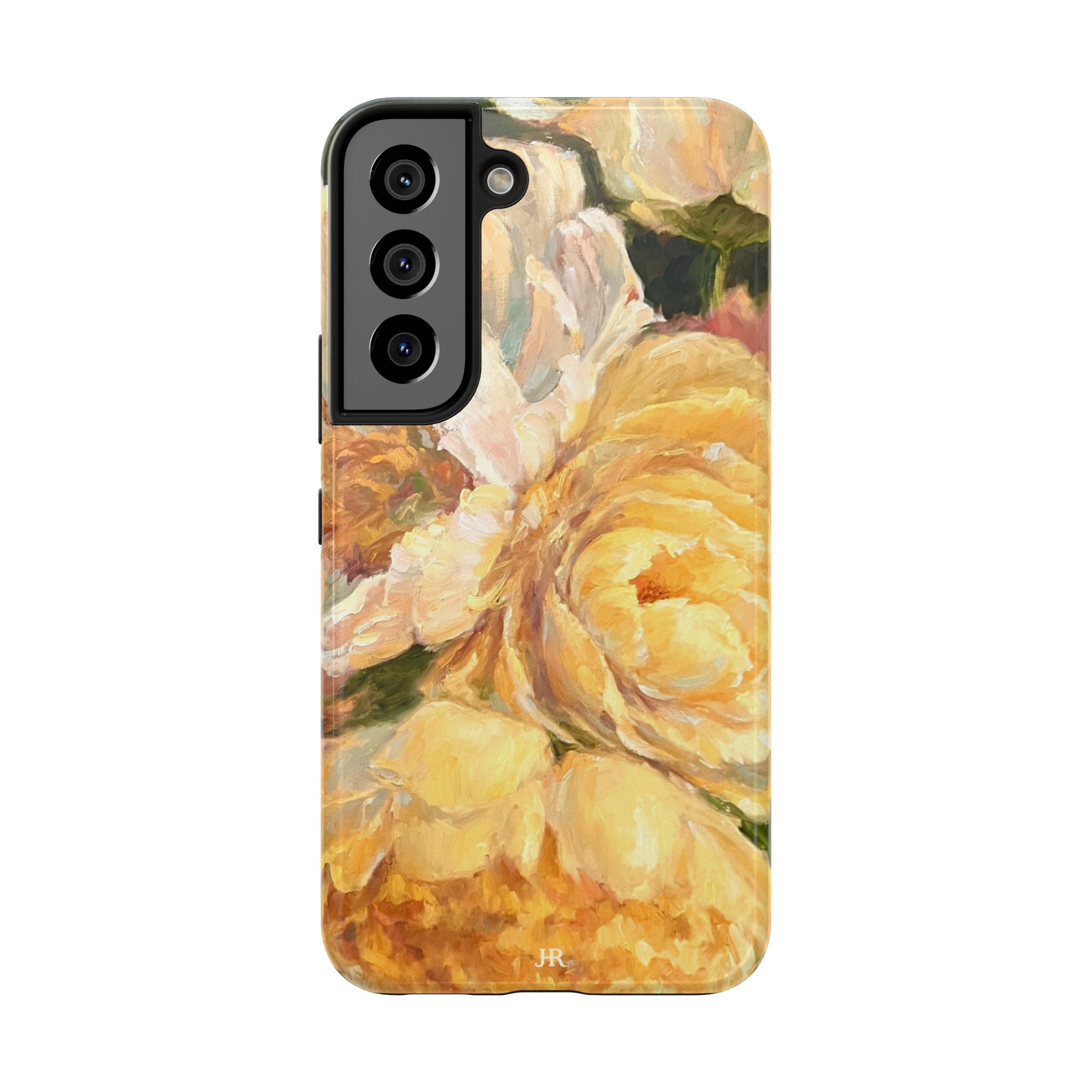 Phone case design with Yellow peony floral painting  
