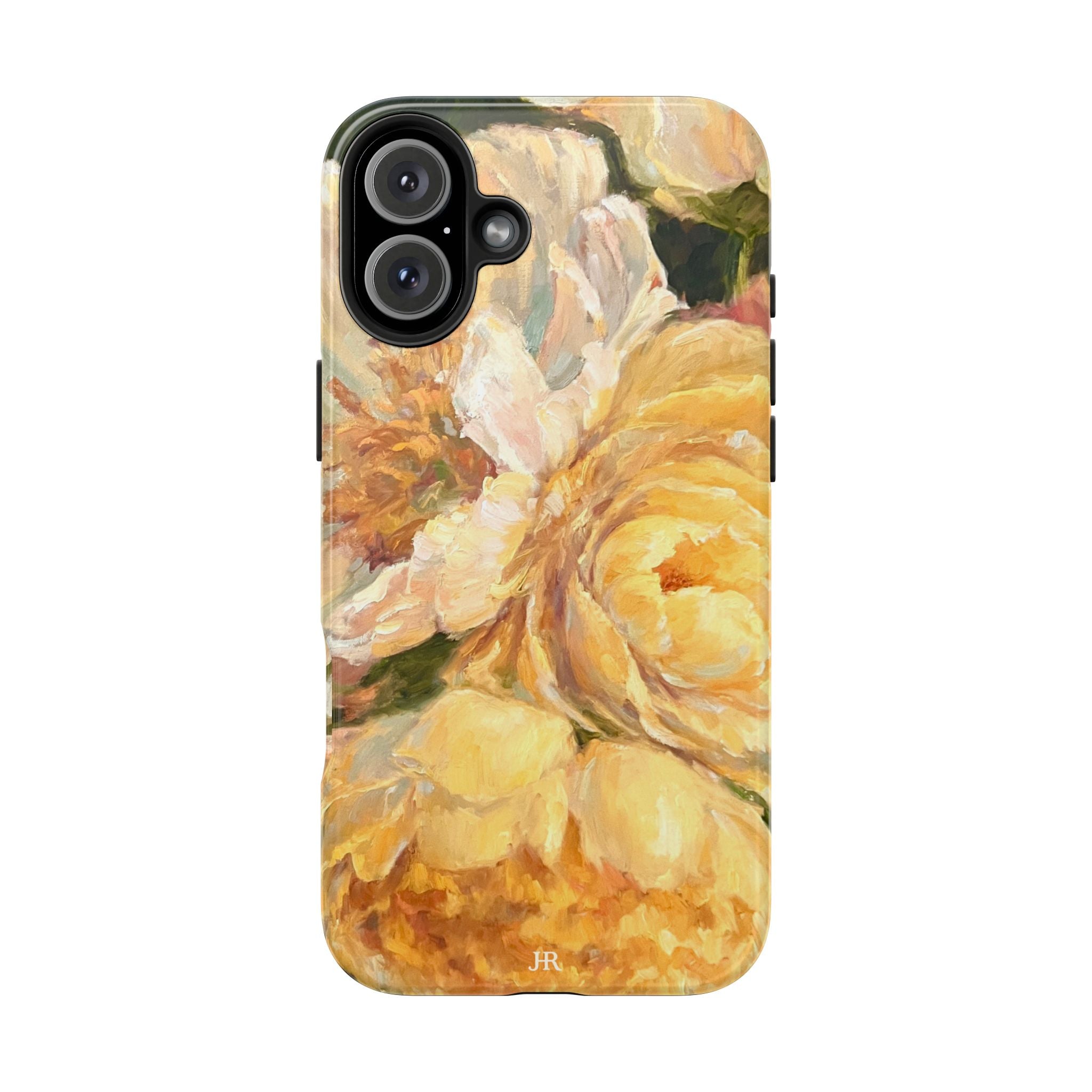Phone case design with Yellow peony floral painting  