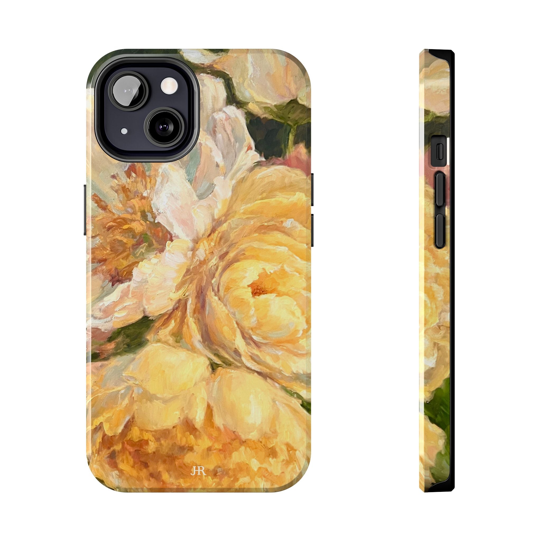 Phone case design by Jennifer Hansen Rolli with Yellow peony floral painting  