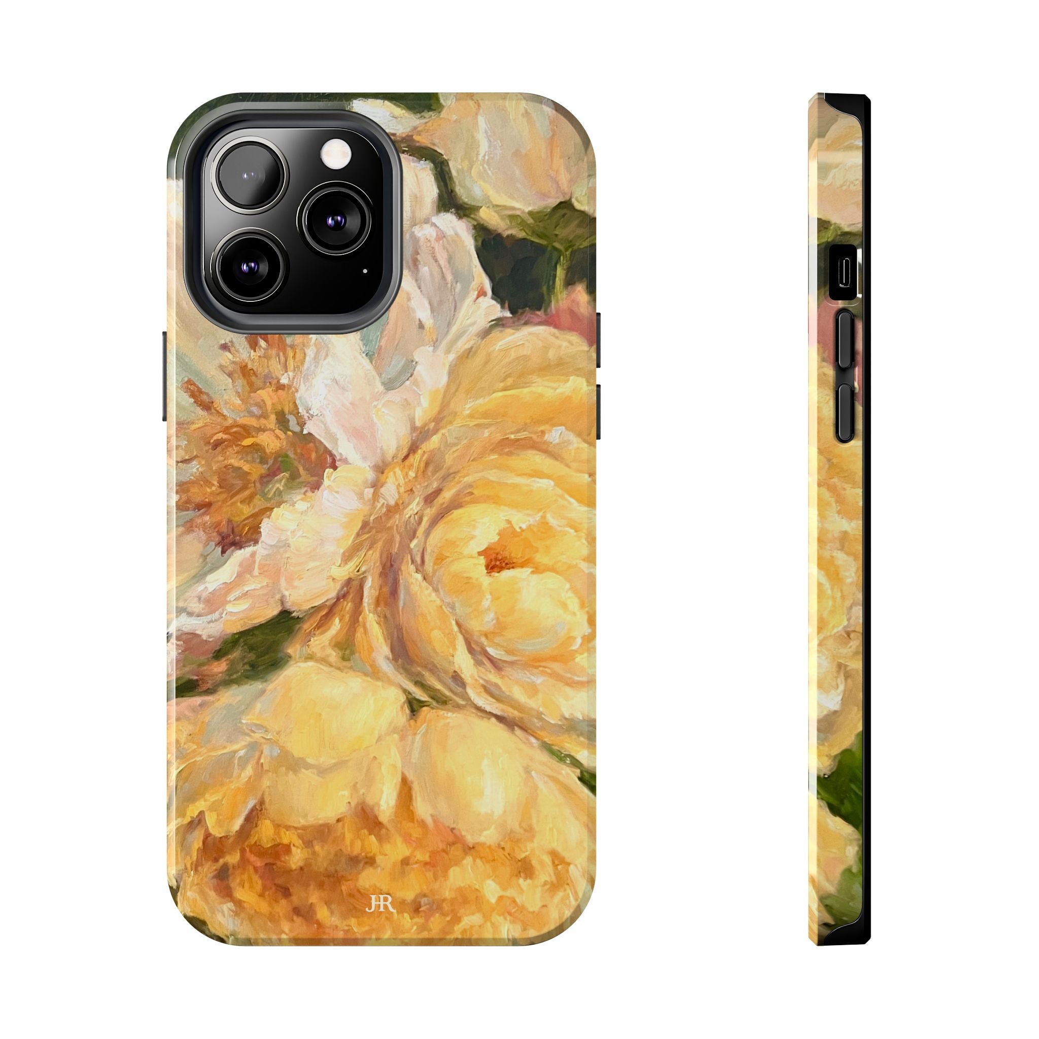 Phone case design by Jennifer Hansen Rolli with Yellow peony floral painting  