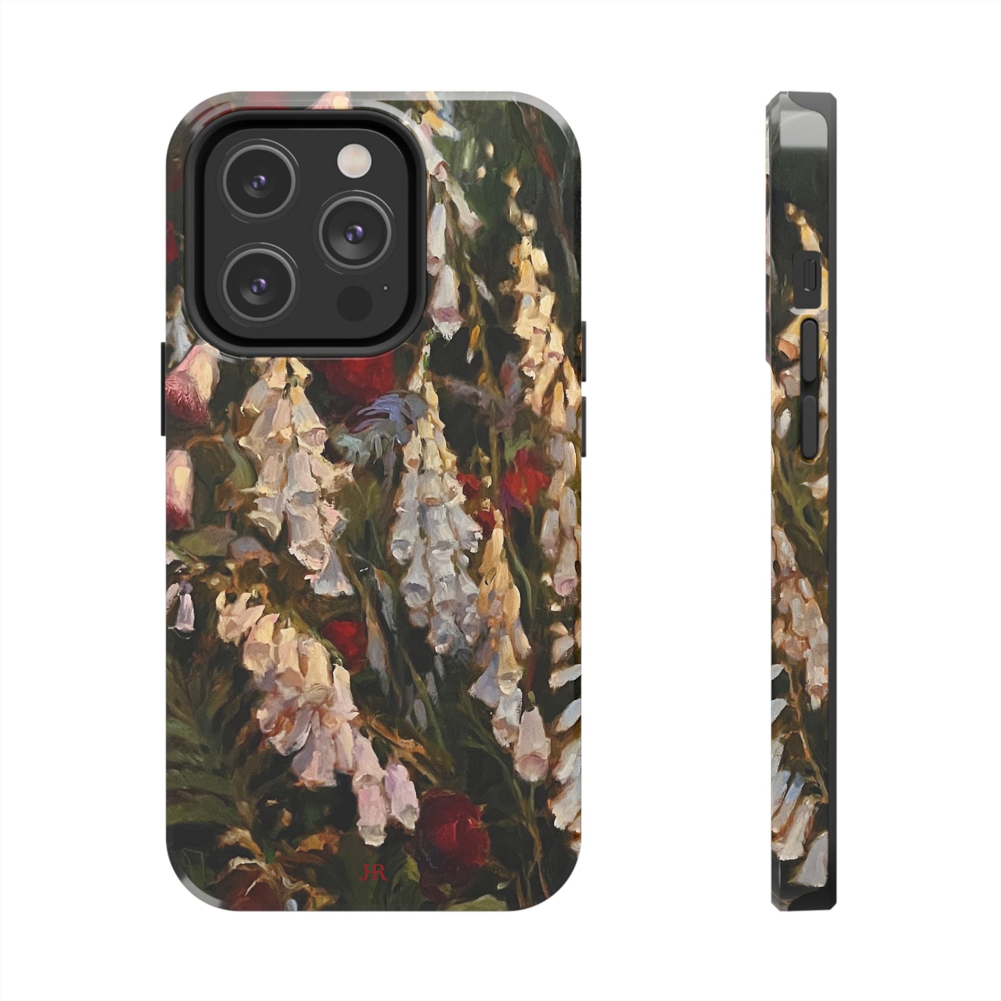 Phone case with painting of foxglove flowers by Jennifer Hansen Rolli