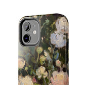 Iphone 12 case close up featuring a budding peony painting by artist Jennifer Hansen Rolli.
