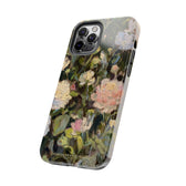 iPhone 12 pro case side view featuring a budding peony painting by artist Jennifer Hansen Rolli.