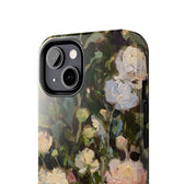 iPhone 13 case close up featuring a budding peony painting by artist Jennifer Hansen Rolli.