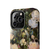 iPhone 13 Pro case details featuring a budding peony painting by artist Jennifer Hansen Rolli.