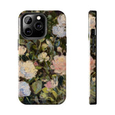 Iphone 13 pro case featuring a budding peony painting by artist Jennifer Hansen Rolli.