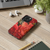 iPhone 13 pro case camera desk details featuring a red peony painting by artist Jennifer Hansen Rolli.