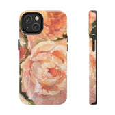 iPhone 14 case featuring a pink peony painting by artist Jennifer Hansen Rolli.