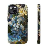 Iphone 15 blue hydrangea case by artist Jennifer Hansen Rolli.