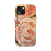 iPhone 15 case featuring a pink peony painting by artist Jennifer Hansen Rolli.