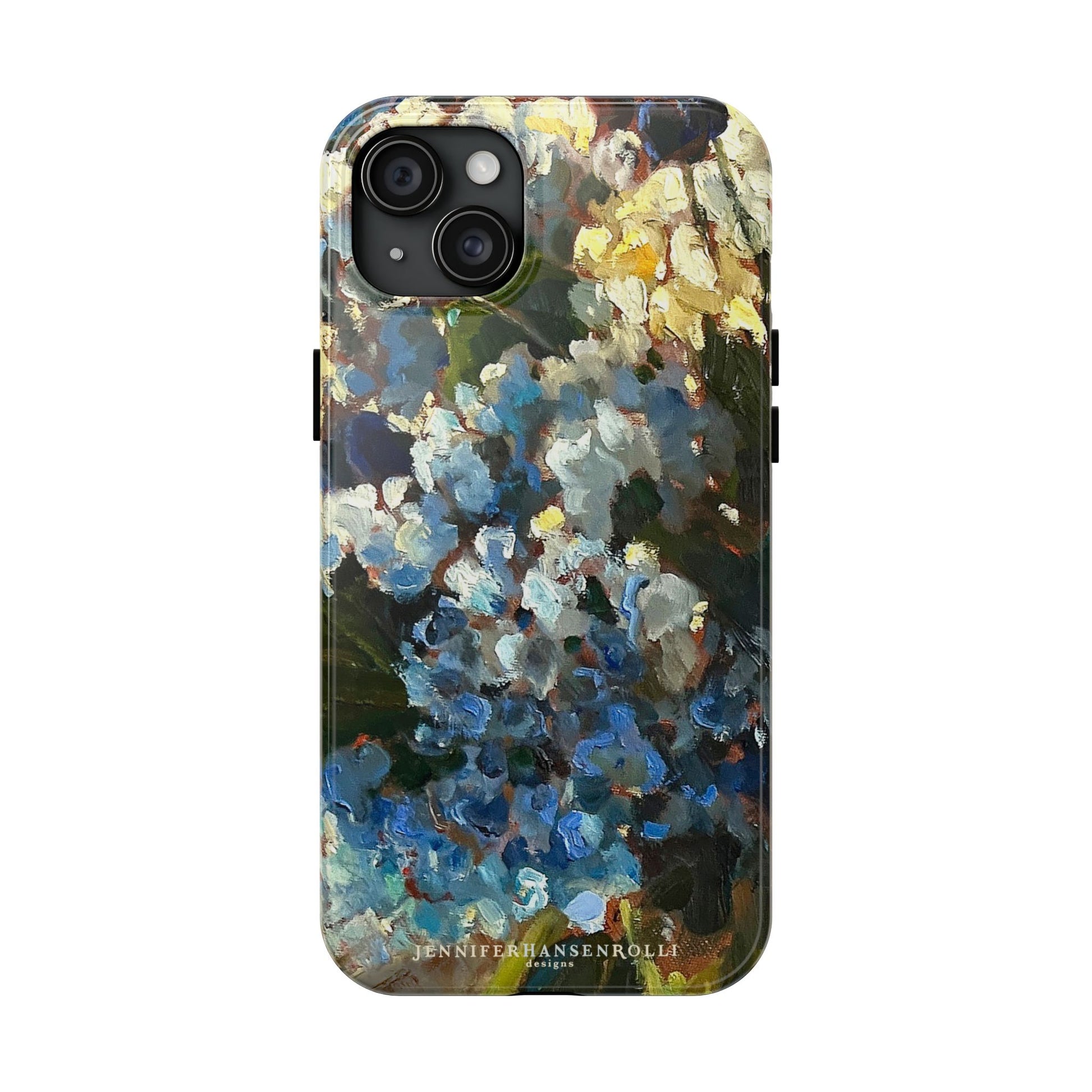 Iphone 15 plus blue hydrangea phone case.