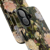 iPhone 16 case details featuring a budding peony painting by artist Jennifer Hansen Rolli.
