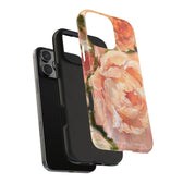 iPhone 16 impact resistant case elements featuring a pink peony painting by artist Jennifer Hansen Rolli.