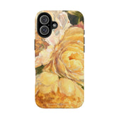 iPhone 16 plus phone case featuring a yellow peony painting by artist Jennifer Hansen Rolli.