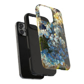 Impact resistant Iphone case featuring a blue hydrangea flower painting by artist Jennifer Hansen Rolli.