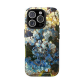 Blue hydrangea flower phone case by artist Jennifer Hansen Rolli.