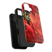 iPhone 16 impact resistant case details featuring a red peony painting by artist Jennifer Hansen Rolli.