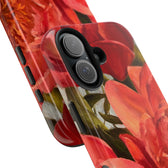 iPhone 16 phone case close up featuring a red peony painting by artist Jennifer Hansen Rolli.