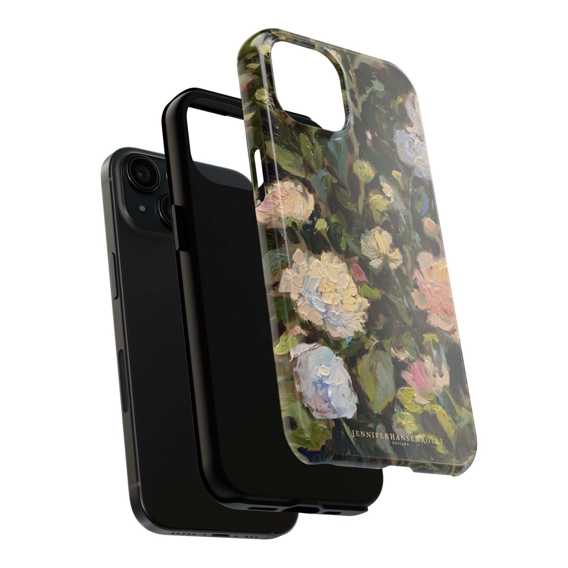 Image showing the custom budding peony iphone impact reisistent case elements.