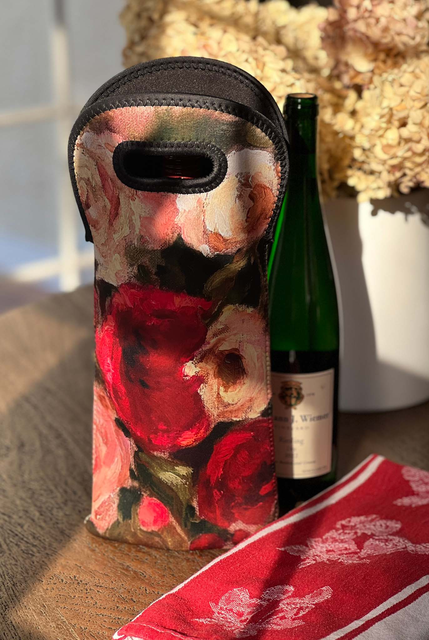 Floral Amour Wine Tote Bag