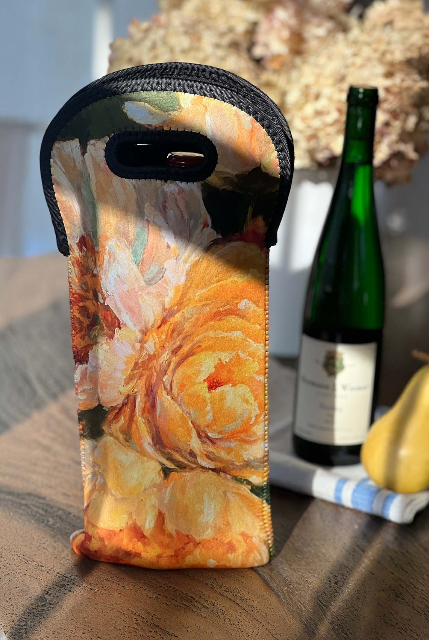 Yellow Peony Wine Tote Bag