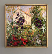 The River Garden gold framed oil painting by Jennifer Hansen Rolli.