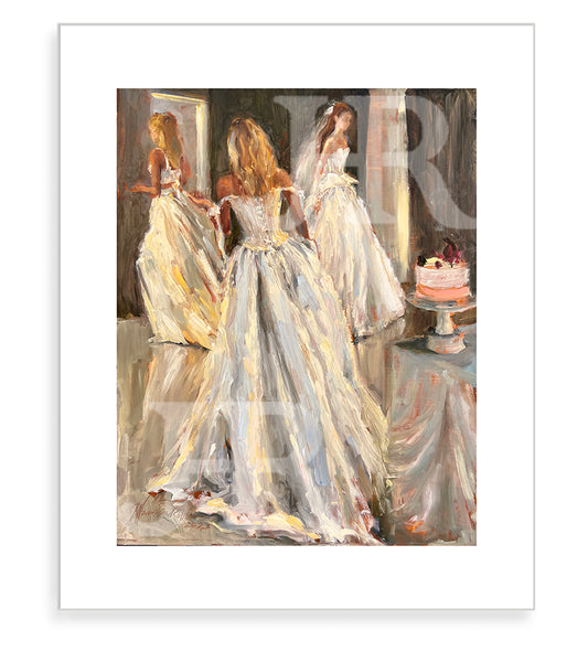 Runway Bride oil painting print by artist jennifer hansen rolli.