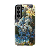 Samsung galaxy S22 phone case with blue peony painting.