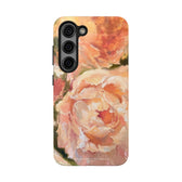 Samsung Galaxy S23 case featuring a pink peony painting by artist Jennifer Hansen Rolli.
