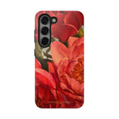 Samsung Galaxy S23 phone case featuring a red peony painting by artist Jennifer Hansen Rolli.
