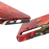 Impact resistant Samsung Galaxy S24 phone case featuring a red peony painting by artist Jennifer Hansen Rolli.