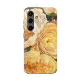 Samsung Galaxy S24 phone case featuring a yellow peony painting by artist Jennifer Hansen Rolli.