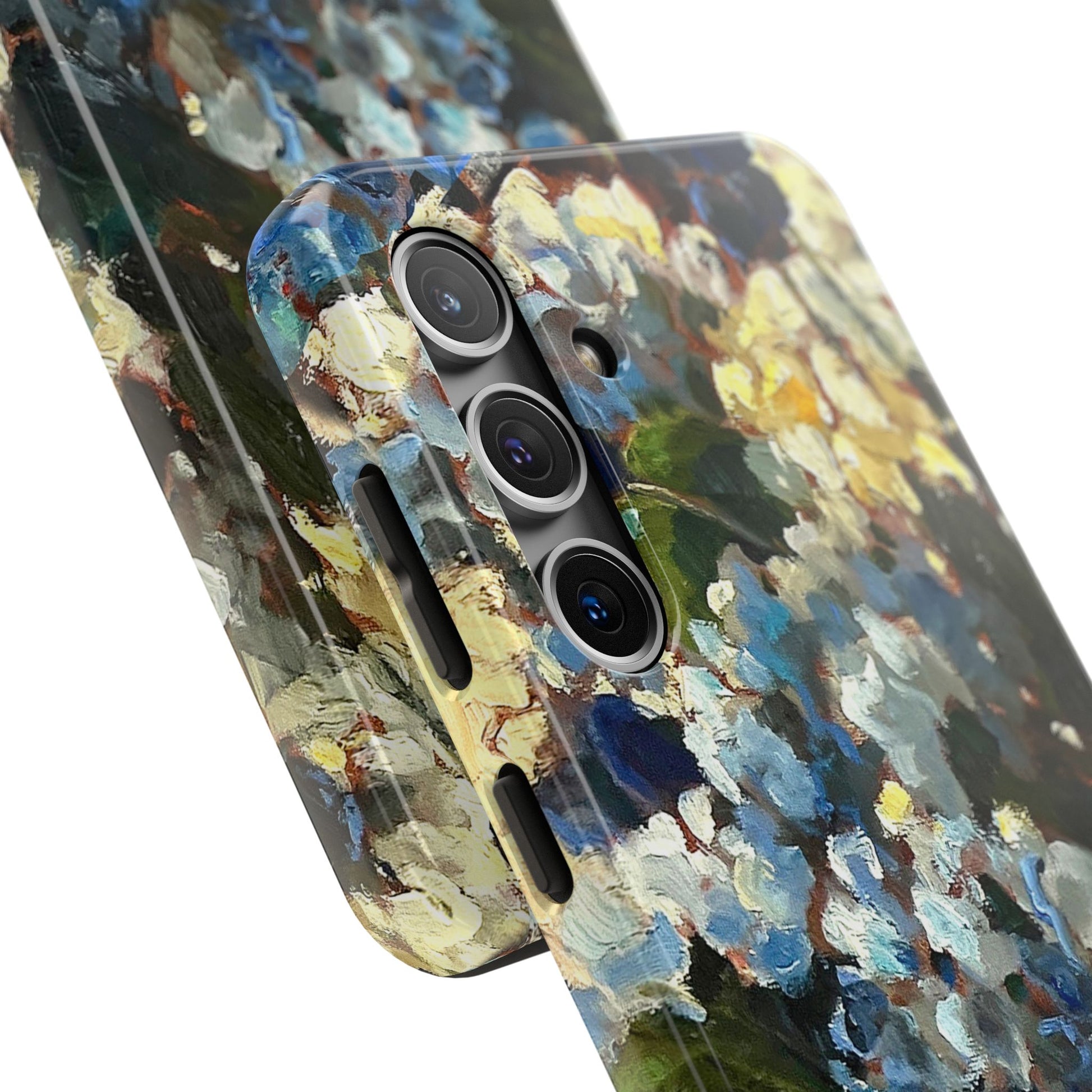 Samsung Galaxy S24 blue hydrangea case details