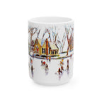 Yardley PA Skaters Mug featuring a winter scene by artist jennifer hansen rolli.